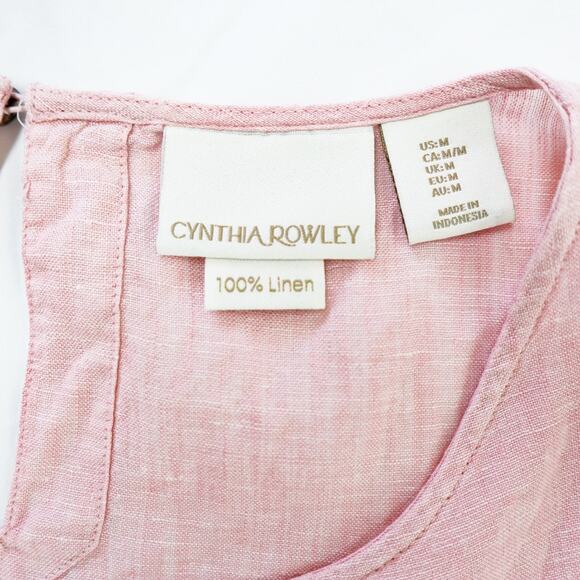 Cynthia Rowley Size M Linen Blouse Flutter Ruffle Sleeve Soft Pink - Picture 9 of 10